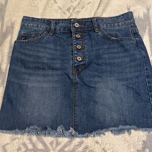 KanCan Blue Denim Mini Skirt with button fly size M